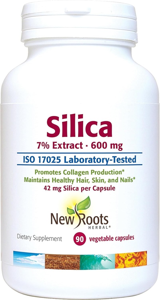 Silica 7% 提取补充(90 Capsules) - 每卡普尔600mg - Silica 补充 - 支持头发钉和皮肤 → 新的ROOTS HERBAL