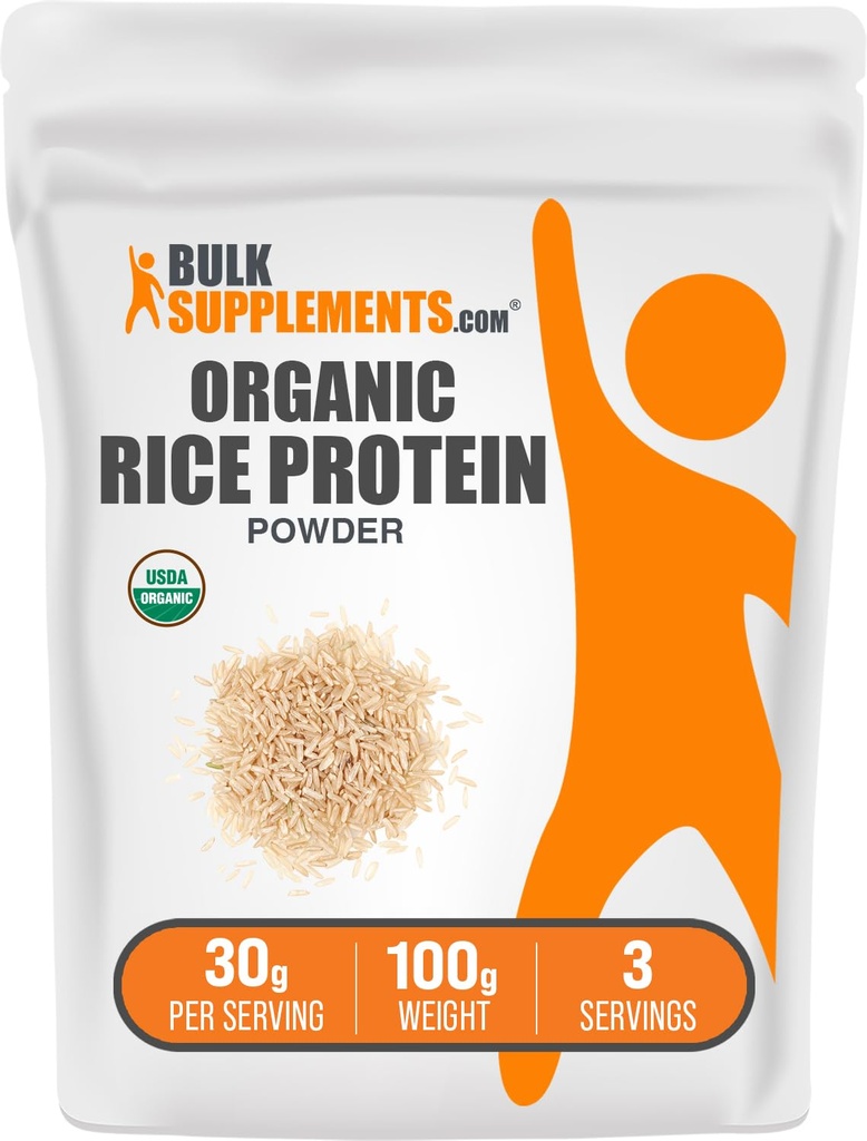 Bulk Assupports.com 有机水稻蛋白粉 - 维根植物蛋白,无味 - 维根 & Gluten Free,每服30克,100克(3.5 oz)(包1)