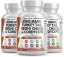 与土耳其的Tail Reishi Cordyceps Chaga Maitake Meshima Poria Cocos Shiitake Oyster Porcini Enoki - 3Pack 共同补充蘑菇