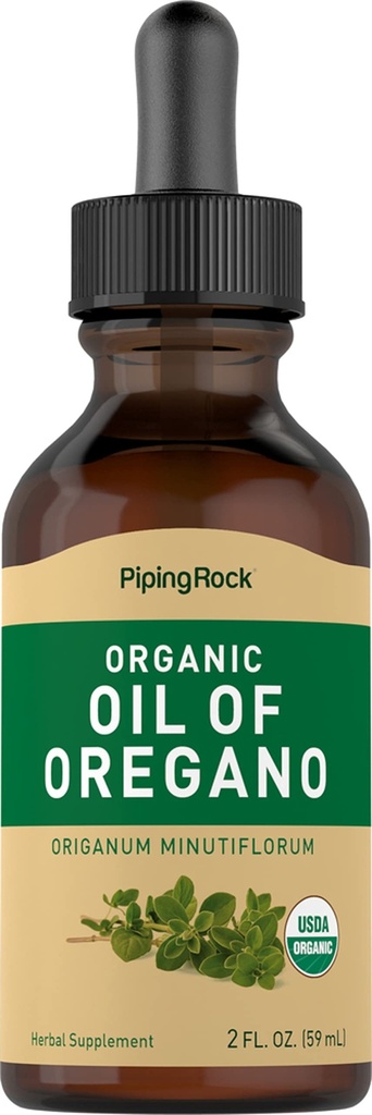 Oregano有机液体液滴的管道石油 配以外生橄榄油 草药抽取补充 → Non-GMO, Gluten Free