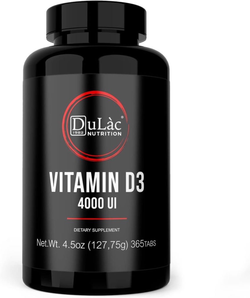 Dulàc - 维生素D3 4000 IU补充剂,促进钙和磷吸收,支持骨骼,牙齿,肌肉和免疫系统,365片,意大利制造