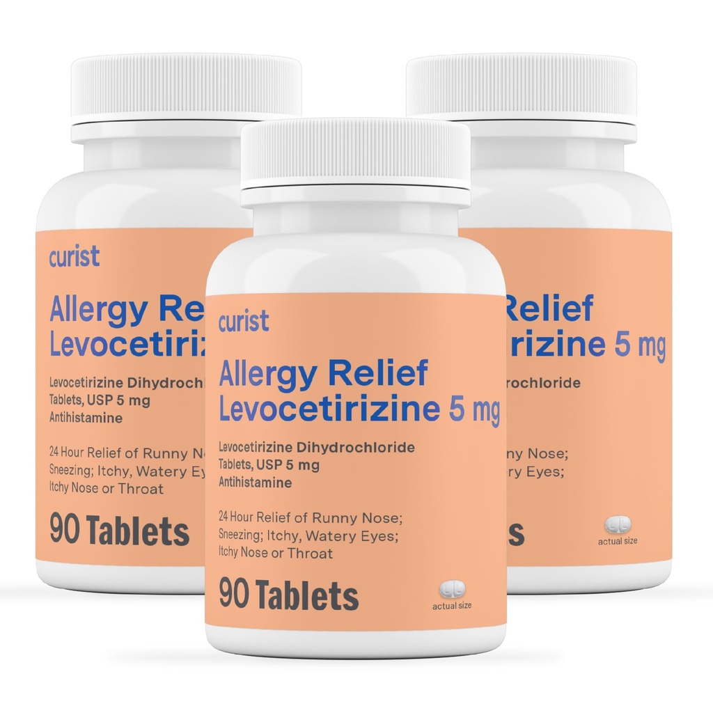 Curist General Levocetirizine 二氢氯化二酯 5mg Bulk(270块),过敏药,24小时过敏缓解-过敏药(3包90块)