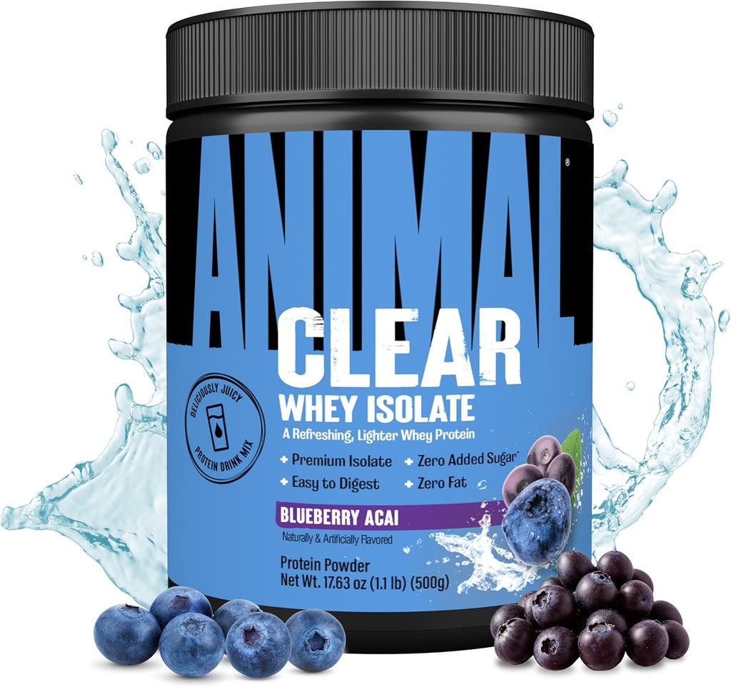 Clear Whey Isolate蛋白粉 - Easy to Digest and Mix, 5g BCAA, 美味的汁液, 刷新男女的随时饮料, 蓝莓 125g (5种服务)