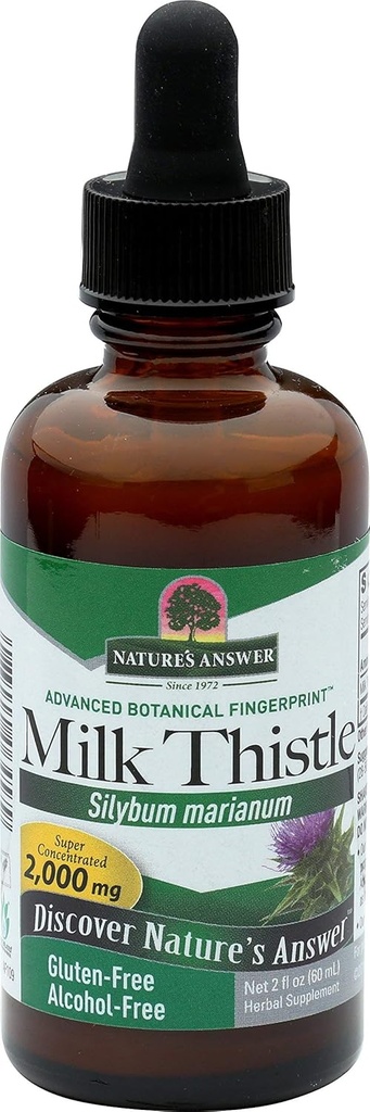 Nature's Answer Milk Thetle Extract QQ促进健康肝功能XX清洁与解毒补充XXN-GMO,Kosher认证 & Gluten-Free 1oz(2包)