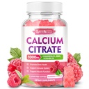 Citcate Gummys 1000mg w/维生素D3,女性和男性高吸收性钙补充剂,加镁,钾,肌肉和免疫的锌,无糖,Raspberry Flavor, 60 Counter
