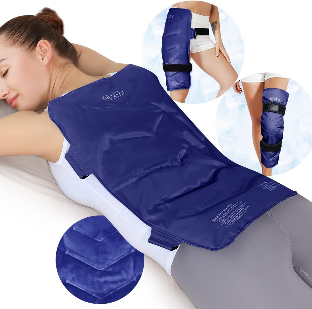 REVIX 背面大冰包,13“ x 21” 背面全覆盖重用 Gel 冷包,肩部冷压缩包, Hip, Leg Relief, Fatigue 理想,肌肉酸痛,和日常恢复,海军