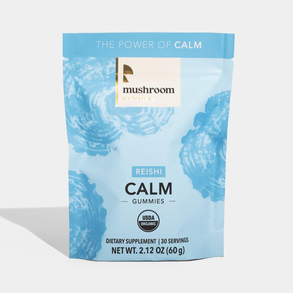 蘑菇复活、有机、Reishi calm Gummys、2.12 Ounces、Non-GMO、Vegan、Gluten Free、Keto、奶制品自由