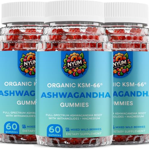 NYUM营养TM 有机体 KSM-66 Ashwagandha Gummys, 3-Pack, 混合野生树莓