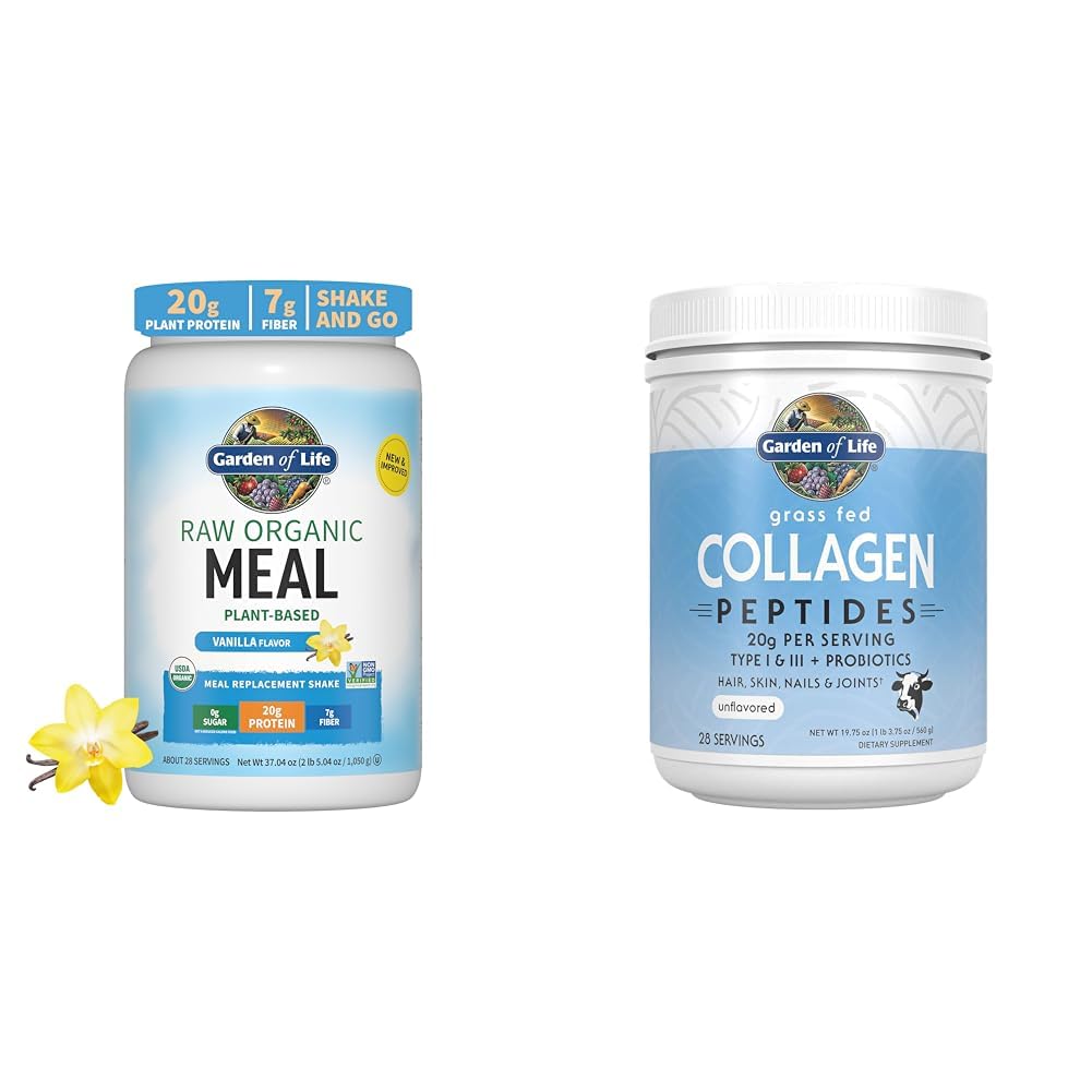 生命花园 Vegan蛋白粉 - 原始有机膳食替代摇摆 - 香草 - 皮亚蛋白 & 草药 Fed Collagen Peptides Powder - 女性男性毛发皮甲联赛的未味蛋白粉