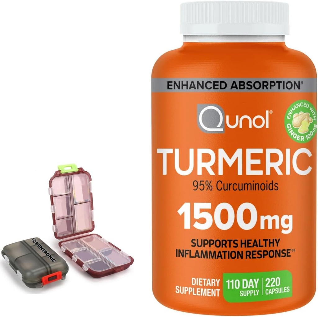 Turmeric 1500mg 补编,95%的Crucuminoids,220个Capsules(110天供应),有两个(2)旅行药箱.