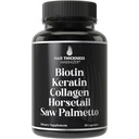 Biotin(5000mcg),喀拉廷,科拉根,马尾,Saw Palmetto – 5-in-1 头发生长补充剂和男女维生素,DHT 阻塞剂Capsules for Thinning - 头发生长维生素