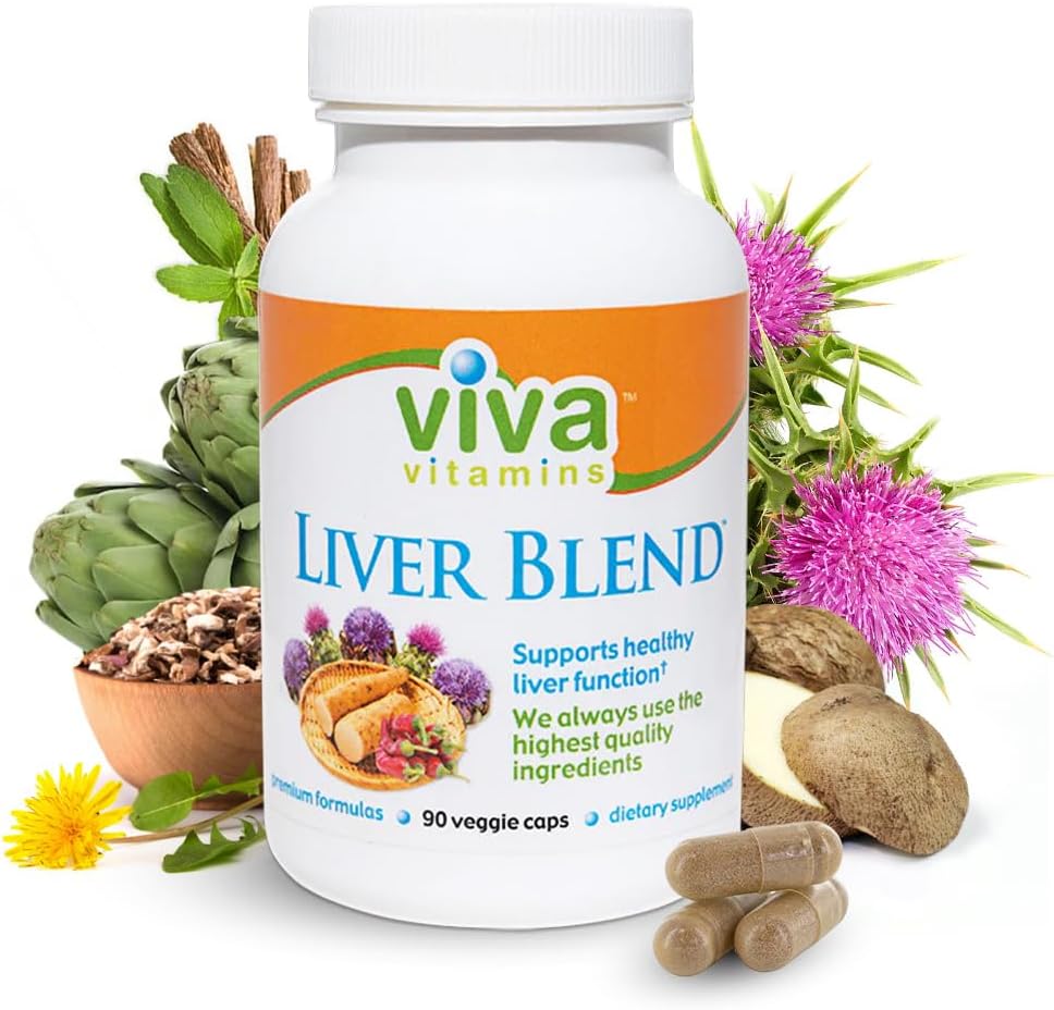 Viva Vitamins Liver Blend Detox Cleanse - Liver Cleanse Detox & 维修 w/Milk Tetle & Artichoke 提取,最佳Liver 支持的Liver 补充,Vegan,Gluten Free,N-GMO,90 Vegie Caps