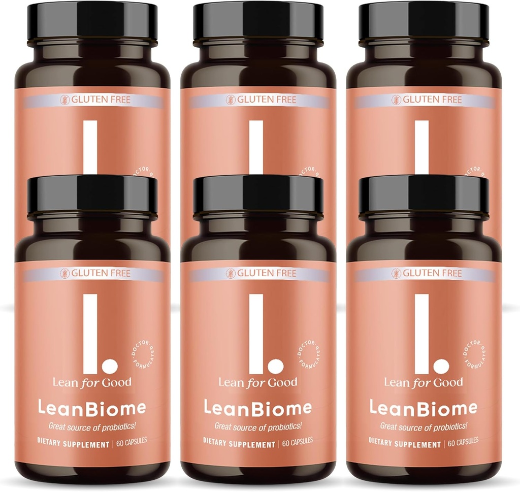LeanBiome, 9-Strain Probiotic Formula, 支持平衡的 Gut 微生物群, 强大的 Gut Probiotics with Greenselect Phytosome - 60 Capsules, 6 Pack