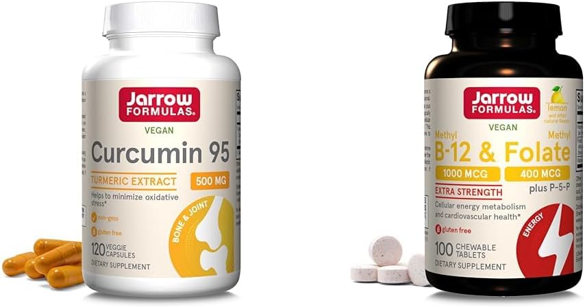 Jarrow Formulals Curcumin 95 500mg - 最多120名服务员(Veggie Caps)和超强甲基B-12 1000 mcg和甲基泡沫400 mcg + P-5-P