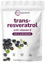纯反阻燃剂粉末,配有维生素E,5 Ounce, 2 in 1 Formula, 微化粉末, 更好的吸收, Premium Resveratrol 补充剂, 超级抗氧化剂