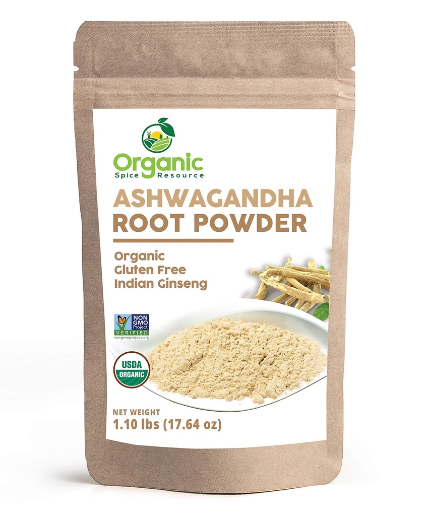 Ashwagandha 根粉 - 1.10 lbs (17.64 oz) - resealable Kraft Bag, Non-GMO, Indian Ginseng, Withania Somnifera - 100% Raw from India, by SHOPOSR