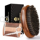 Sosoon Beard brush for Men, 100%纯波尔 Bristle 比尔 Brid brush, Beard Groming set 包括 比尔 Comb, 2 Pcs 胡子剪刀和旅行包