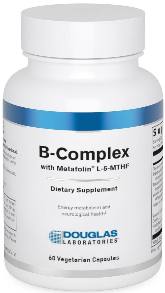 道格拉斯实验室与Metafolin的B-Complex - 综合B维生素补充 - 能量和脑健康支持* - 与Folate, Biotin & Thiamin - 非GMO - 60 蔬菜卡普尔