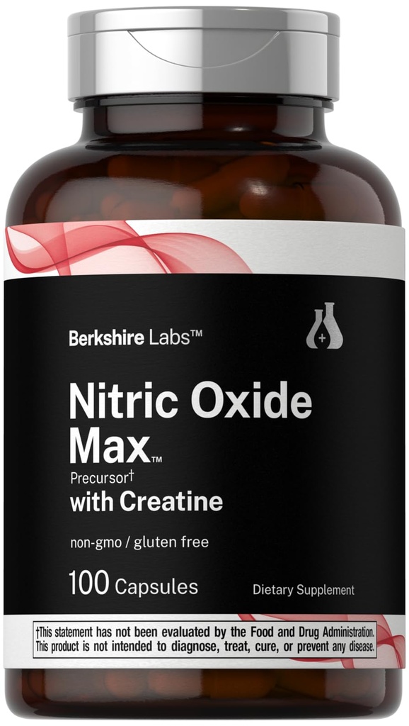 Horbäach Nitric Oxide 配有 Creatine → 100 Capsules → L Citrulline, L Arginine 和 Creatine Monohydrate → Non-GMO, Gluten Free → Berkshire 实验室