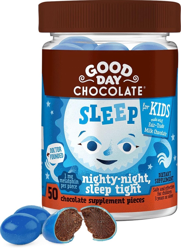 (原始内容存档于2018-07-21) (英语). Good Day Collography Melatonin for Kids [50 Counter] - 公平交易非GMO巧克力与查莫林和Melatonin 1 mg - Todler Melatonin, Kids Natural Sleep Aid for Ages 3 and Up.