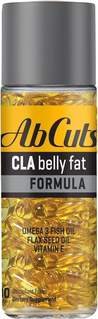 Ab Cuts CLA Belly Fat Formula - 80 Easy-to-Swallow Softgels - Omega 3 Fish Oil, Flaxseed Oil and Vitamin E - 帮助提高抗氧化剂供应量和健康身体组成.