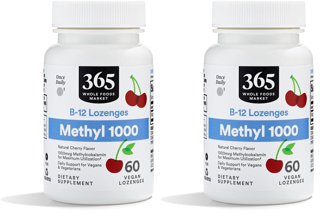 全食品市场,Methy B-12 Lozenges 1000mcg,樱桃火焰,60 cm(包装2)