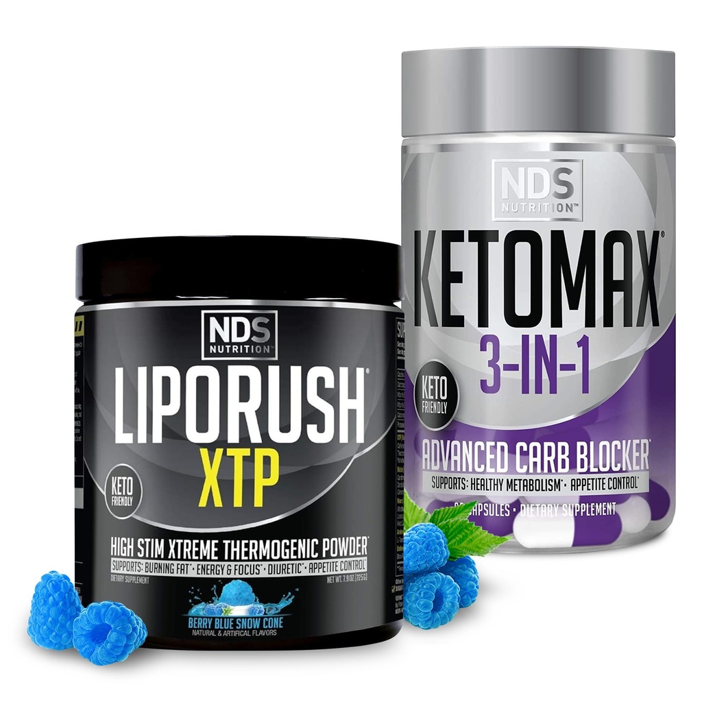 NDS 营养 XTP 热生蓝莓雪锥(45架)和Keto-Max 高级 3-in-1 Pills Carb Blocker Appetite 抑制剂(90架Capsules)