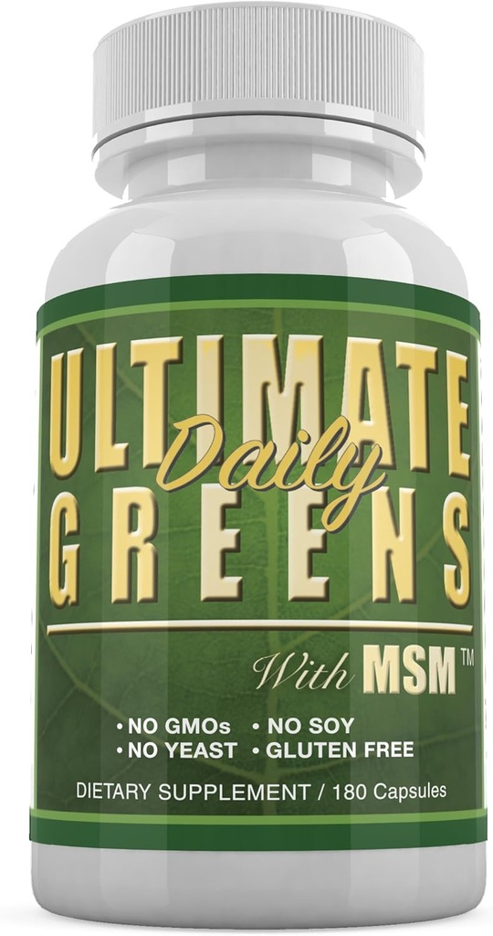 每日健康,与MSM 1925mg Vegan 友好天然食品 超级食品 营养 Alkaliting Immune 能源支助 180 Capsules (一个月供应)