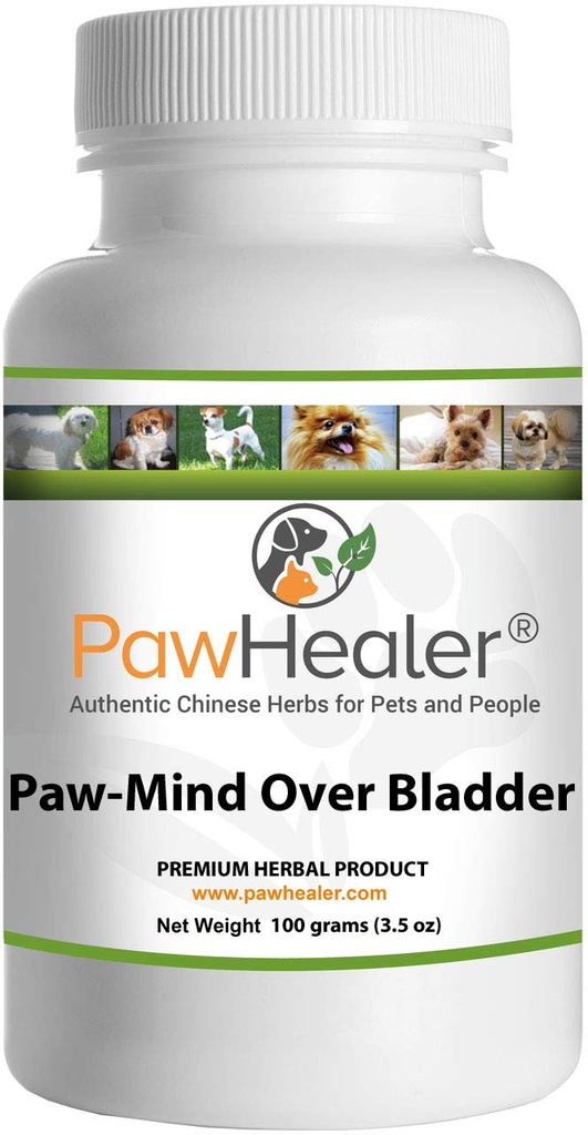 狗尿失禁 - Paw Mind Over Bladder - 对狗的草药补救措施与细毛斑 - 100格拉姆粉