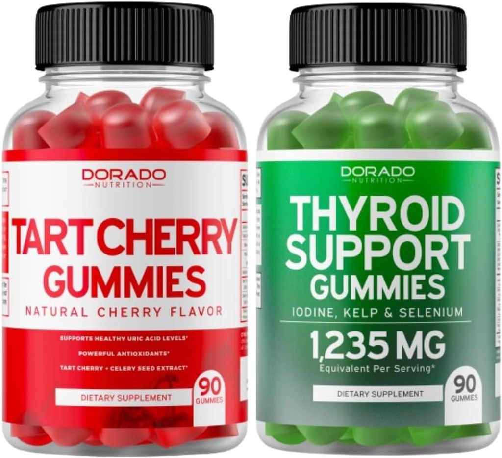Tart Cherry (90 Gummys) 对成年人的Uric酸级支持 - 用Celery种子和甲状腺素支持的强效抗氧化剂 (90 Gummys) Ashwaganda & Bladderwrack Support Support - Vegan & Made in USA