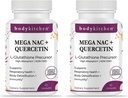 机体厨房 Mega NAC(N-Acetyl Cysteine) 600 mg 配有Quercetin,支持呼吸卫生和免疫功能,并推广肝脏和肾解毒,Veggie Caps, (Pack of 2)