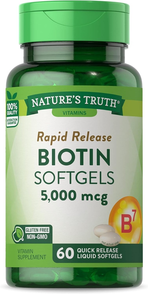 大自然的真理 Biotin 5000mcg → 60软胶 → Non-GMO & Gluten 免费的男女补充
