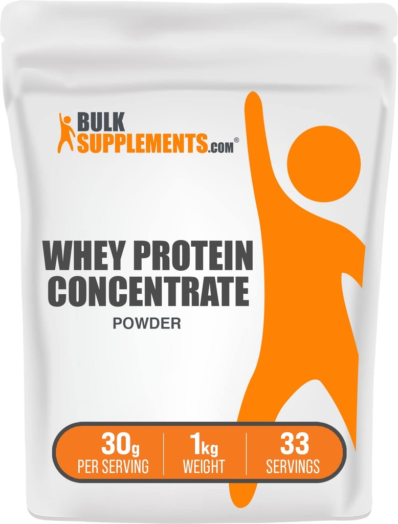Bulk 补编.com Whei 蛋白质集中粉剂 - Whey 蛋白质粉剂补充剂,无甜,无味和无胶,每服30克,1公斤(2.2磅)(包1)