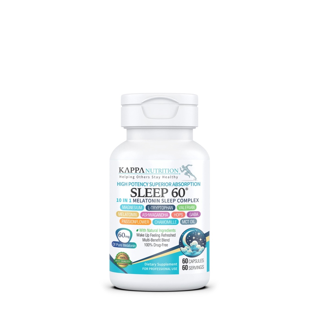 KAPPA 营养睡眠 60,睡眠援助,60mg的梅拉托宁,60-日供应,非哈比特成型 Vegan Capsules 天然食品 易食时间,草药补充剂,Valerian Root,Chamomile Non-GMO