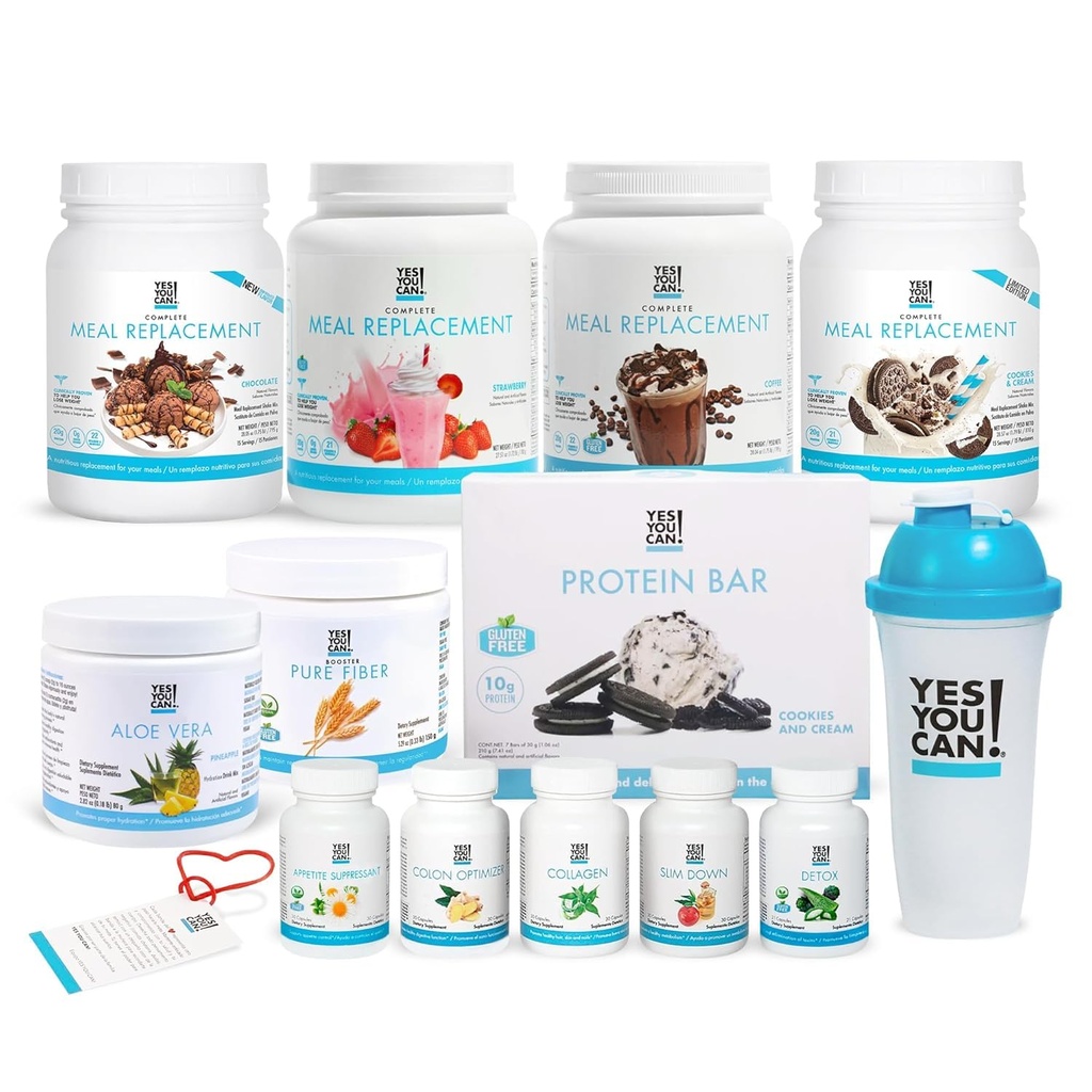 对,你可以! Aloe Vera Drinking Mix, Fiber Shake Mixer, 蛋白质馅饼, 补充品 - 完整的健康套