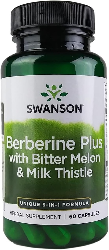 Swanson Berberine Plus with Bitter Melon & Milk Thetle - 3-in-1 公式 60 Caps (英语).
