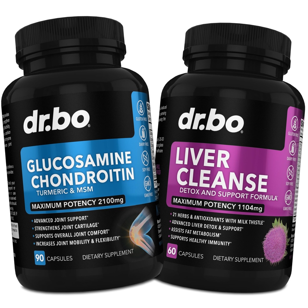 Glucosamine Chondroitin MSM Turmeric & Liver Cleanse Detox - 联合健康补充膝骨关节,Liver Cleanse Detox 支持 - 联合支持 Pills Glucosamine Sulfate Capsules 联合健康补充