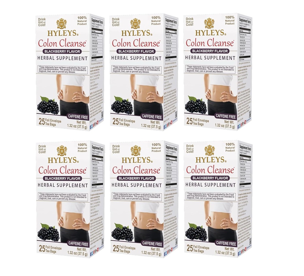 Hyleys Colon Cleanse Tea Blackberry Flavor(6包 - 150个茶袋共计)
