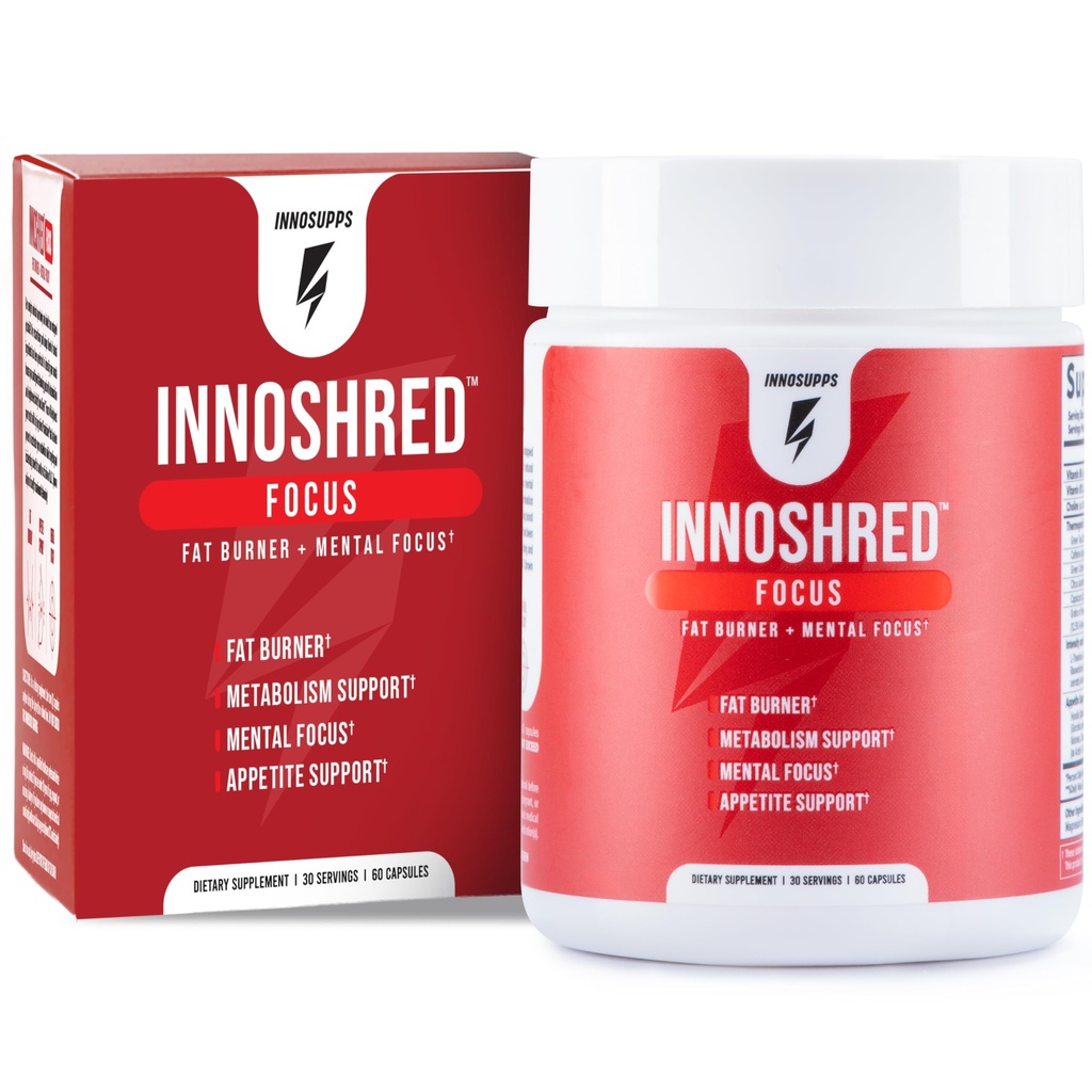 Inno Shred Focus Day Time Fat Burner, 100 mg Capsimax, 天堂谷物,有机咖啡因, 绿色茶叶提取剂, Appetite 抑制剂,体重损失支持, 60 Veggie Capsules (60 Capsules, 带有Focus)