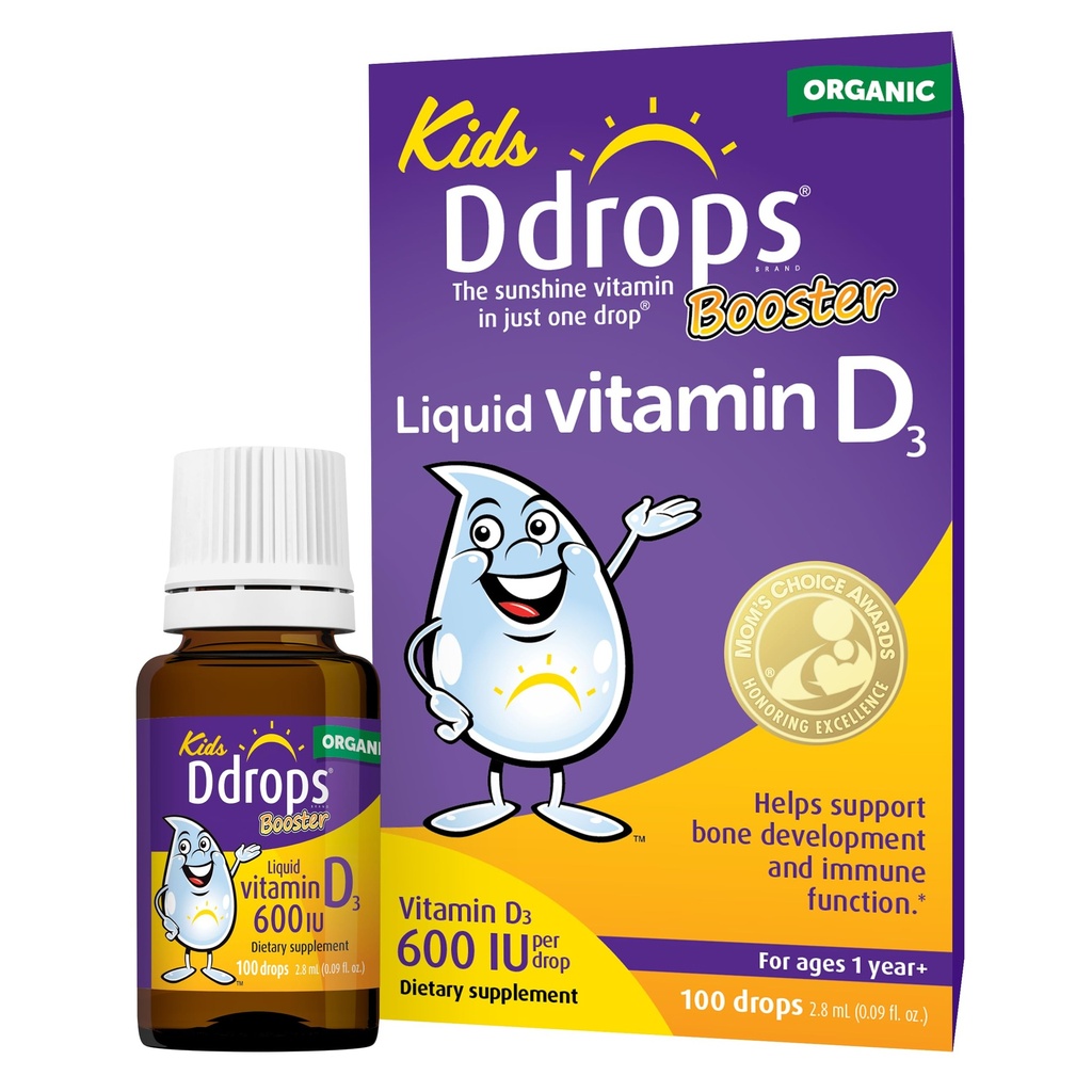 Ddrops Kids 助推器 600IU 100 Dropps - Daily Liquid Vitamin D for Kids. 支持儿童的强骨和免疫系统. 无防腐剂、无糖、非GMO、过敏