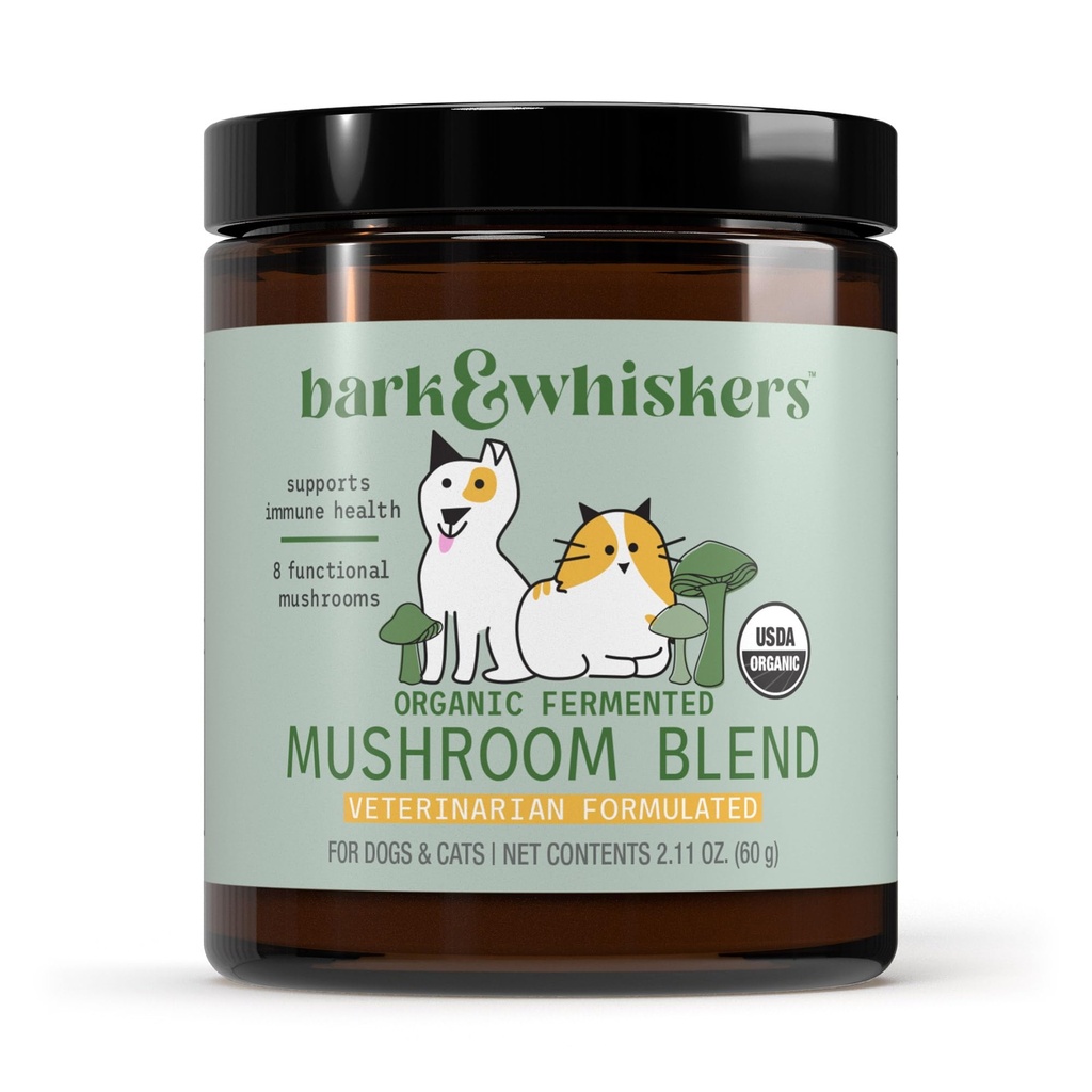 Mercola Bark & Whiskers博士 有机发酵蘑菇混合剂 - Cat & Dog 补充剂 - 支持消化和免疫健康 - 免去Additives, Filler & Gluten - 2.11 oz. (60 Scoops)