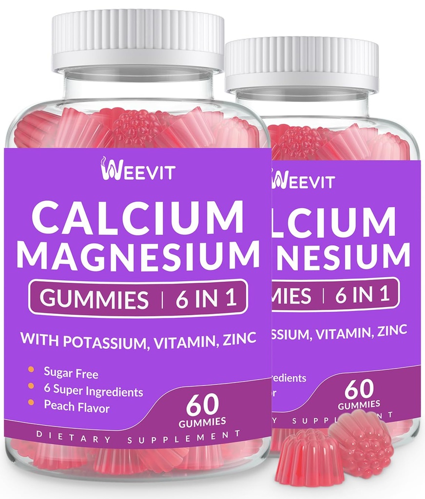 不含糖的钙 Gummys w/维生素 D3 K2, 镁锌酸钙 Gummys for Bone, Muscle & Immune, Algae CA 镁 2:1 男女比例钙补充剂 - Vegan