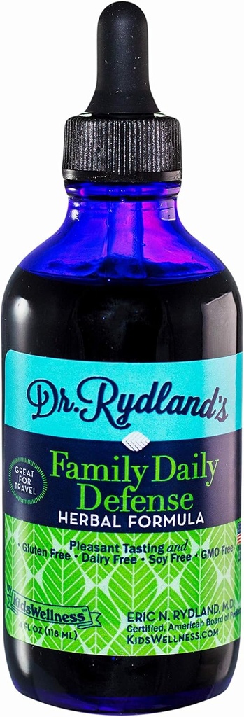 Rydland博士的草药补充品 由KidsWellness 创建 家庭每日防卫 用于日常使用和旅行 4 Ounce瓶