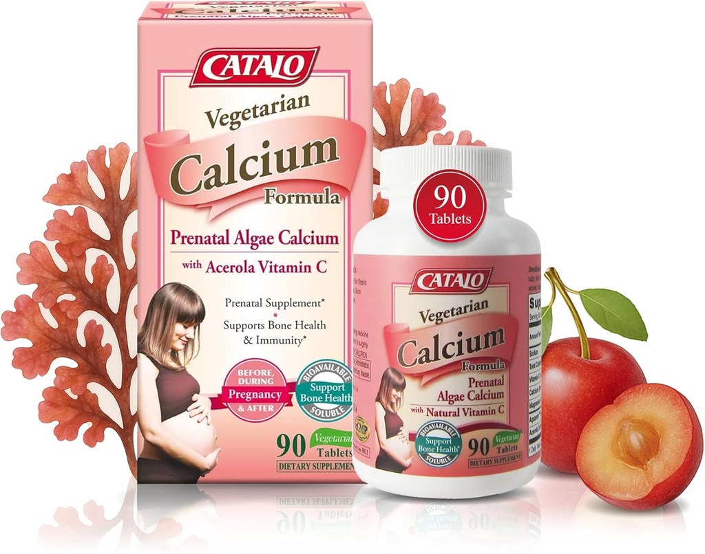 CATALO 妇女植物钙补充剂 -- -- 以植物为基础的红藻钙,加镁和维生素C用于强化吸收 -- -- 90片