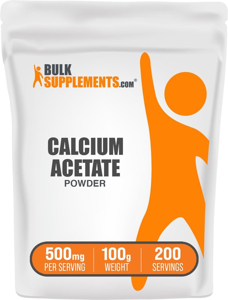 Bulk Assupports.com Calcium Acetate Powder - Calcium Supplement,食品品级 - 纯和Gluten Free,每服500毫克,100g(3.5 oz) (Pack of 1)