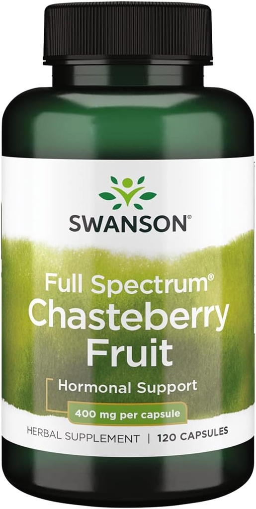 Swanson Chasteberry水果——促进妇女健康与月经和月经支持——可支持平衡和皮肤健康——(120卡普尔,各400毫克)