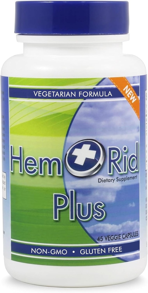 HemRid Plus 高级草药舒适度公式 - 45 Veggie Capsules for 增强的舒适度与健康, Feating Horse Chestnut, Witch Hazel & More - 美国的骄傲制作