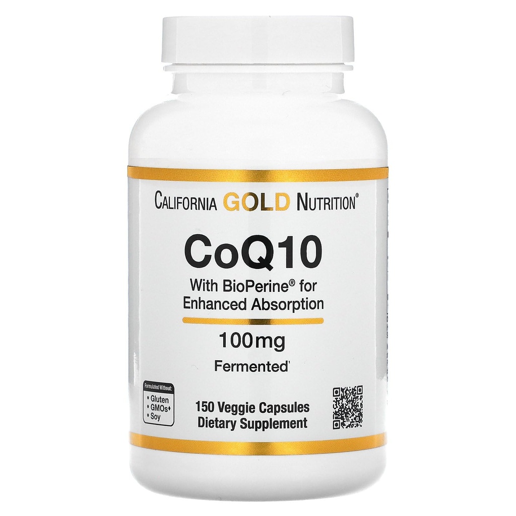 CoQ10 由加州金营养 - USP - 验证,发酵 Coenzyme Q10 配有生物er - Mitochondrial 支持 - Vegan Friendly - Gluten Free, N-GMO - 100 mg - 150 Veggie Capsules