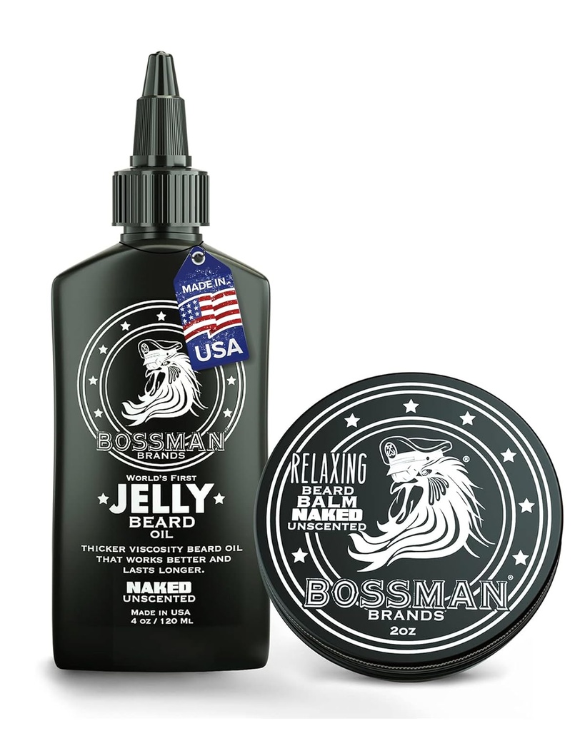 Bossman Beard Oil Jelly 和放松胡子秃头 康博 - 裸奔