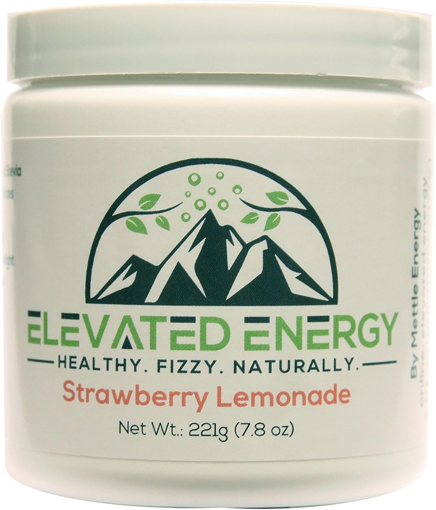 健康能量饮用粉末 - Stevia & Natural Cafeine - 高能Fizzy Drink Mix - 草莓柠檬汁 - 30 服务